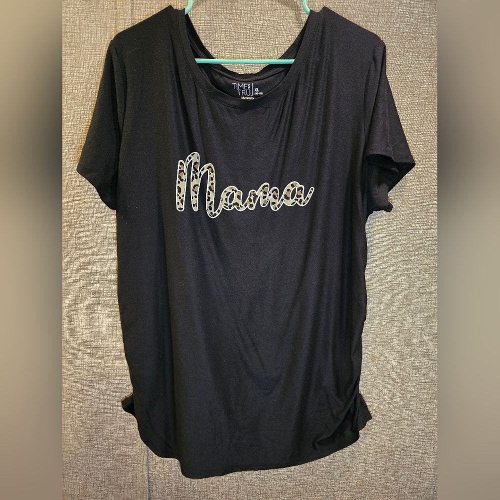 Time and Tru Black "Mama" Maternity Shirt XL